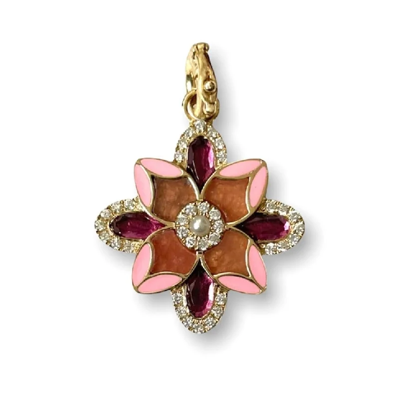 Affordable Luxury Jewelry – Style At A Great Price Violet Flower Mixed Stone and Enamel Charm