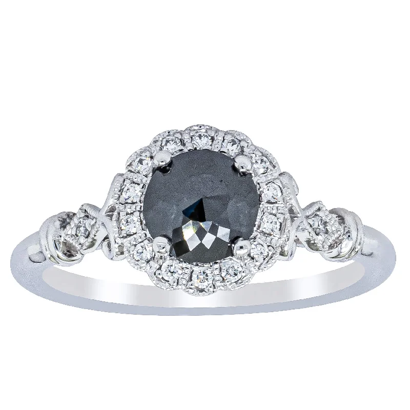 Shop Modern Jewelry Collections With Exclusive Discounts 18ct White Gold .54ct Black Diamond Versailles Ring