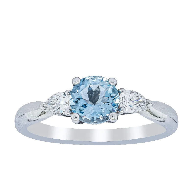 Dainty Floral Jewelry For Feminine Elegance 18ct White Gold .69ct Aquamarine & Diamond Ayla Ring