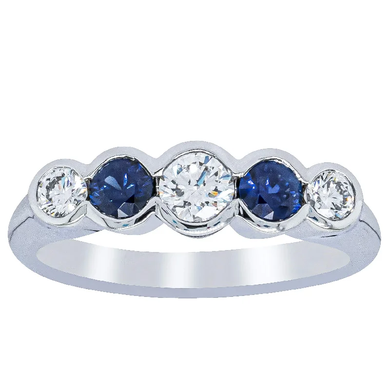 Exclusive Jewelry Sale – Limited-Time Discounts 18ct White Gold Sapphire & Diamond Five-Stone Natalia Ring