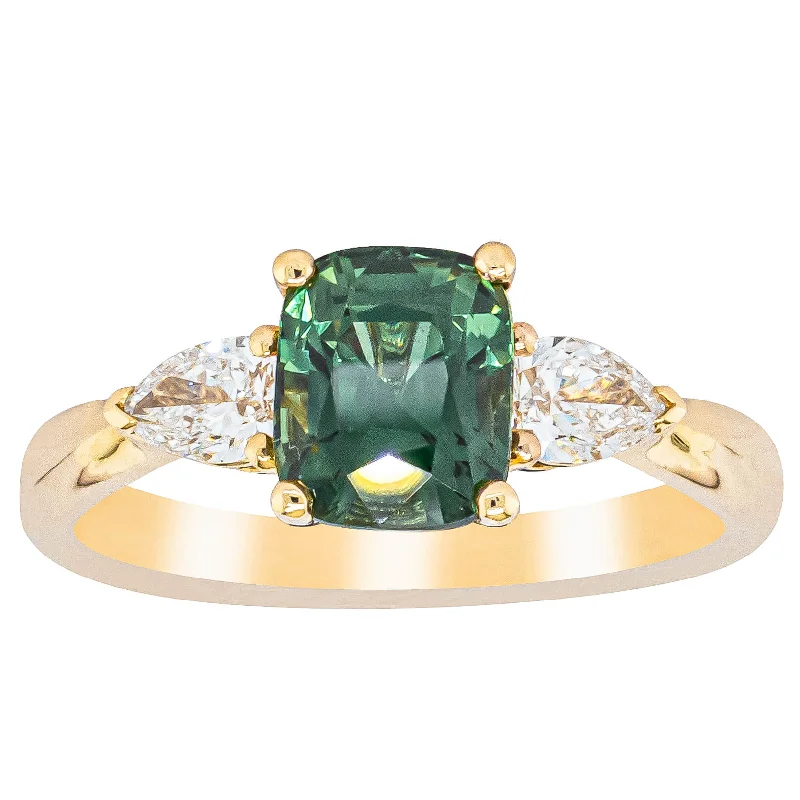 Get The Sparkle You Love At Prices You Adore 18ct Yellow Gold 2.02ct Green Sapphire & Diamond Ayla Ring