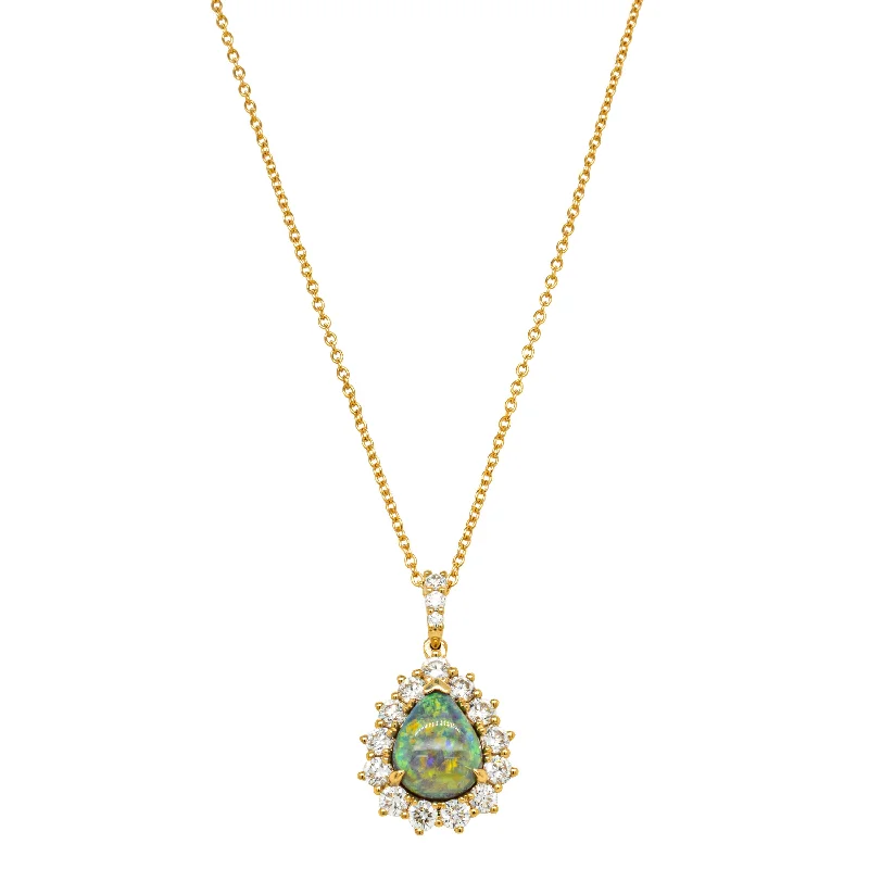 Shop Dazzling Jewelry At The Best Prices 18ct Yellow Gold 2.33ct Opal & Diamond Belle Pendant