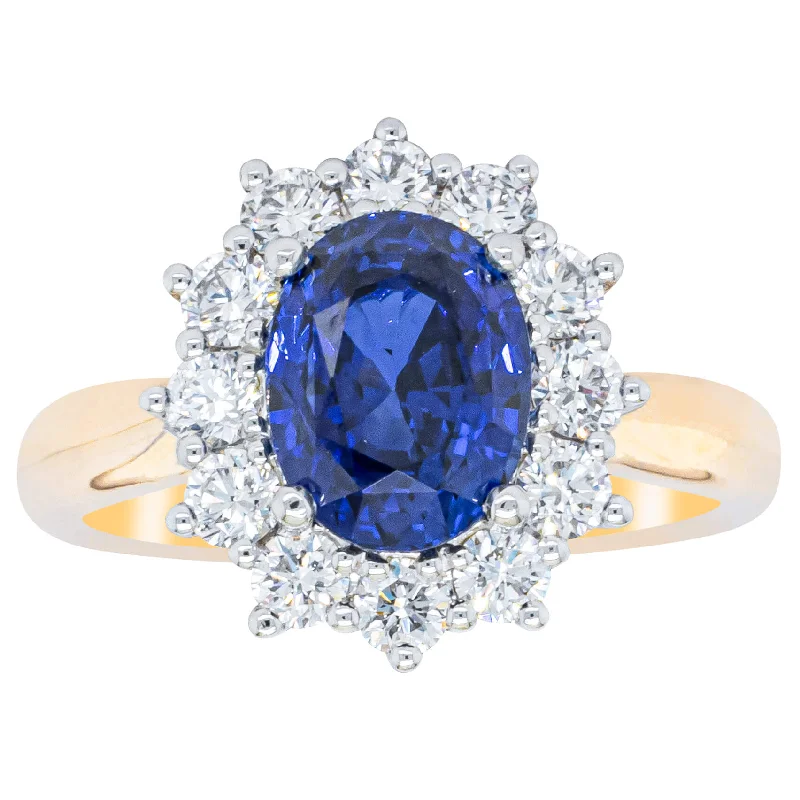 Elegant Designs, Unbeatable Discounts – Shop Jewelry Now 18ct Yellow Gold 3.16ct Sapphire & Diamond Belle Ring