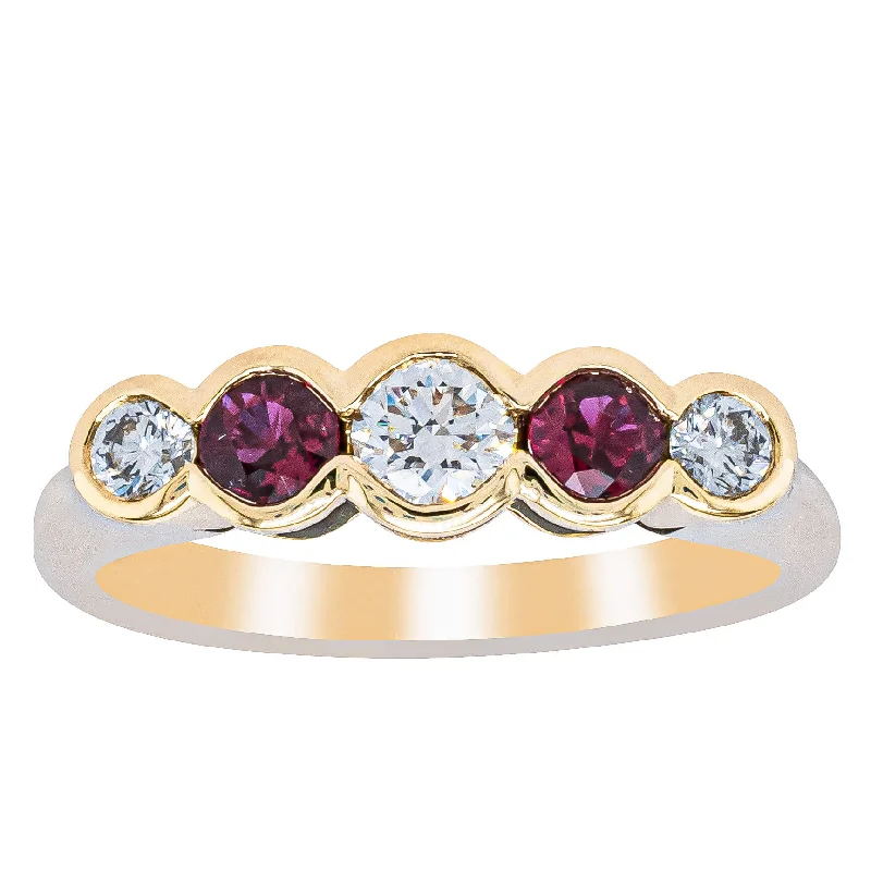 Waterproof Stainless Steel Jewelry For Lasting Beauty 18ct Yellow Gold Ruby & Diamond Five-Stone Natalia Ring