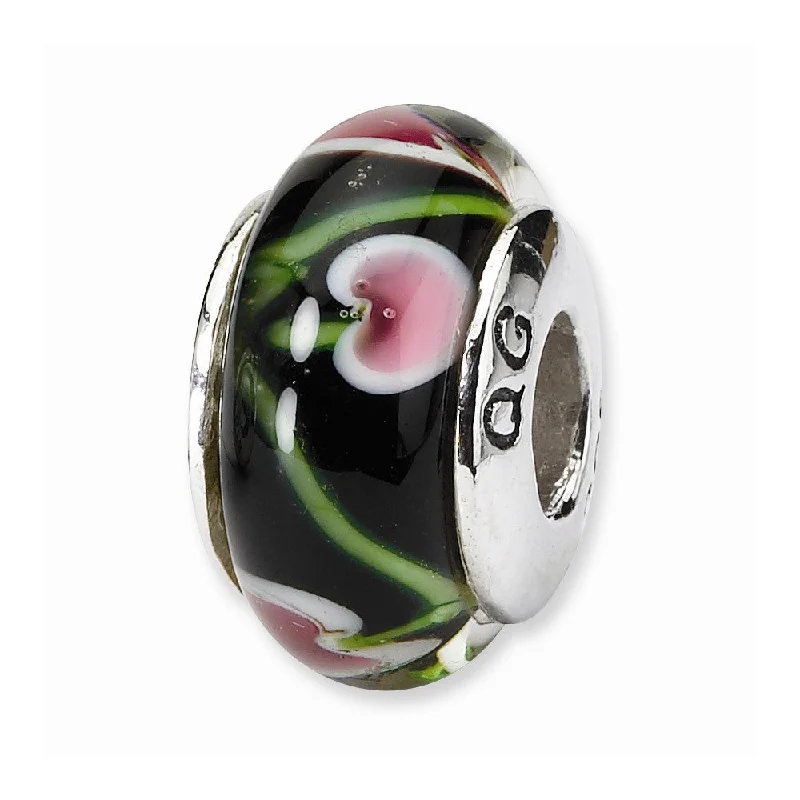 Shop Trending Jewelry With Exclusive Savings Black and Red Glass Sterling Silver Bead Charm