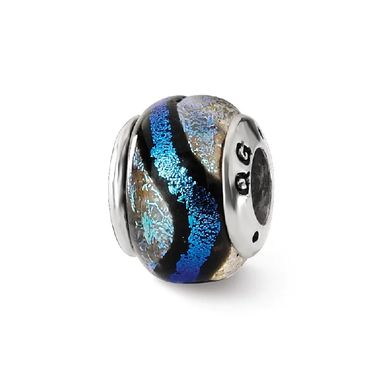 Shop Stylish Jewelry Now And Save Big Blue Colored Dichroic Glass Sterling Silver Bead Charm