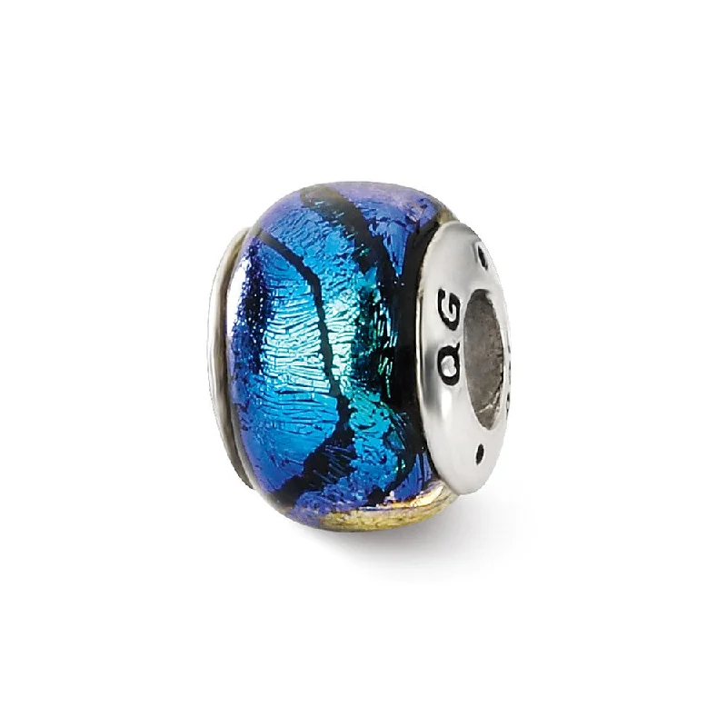 Exclusive Jewelry Offers – Shine For Less Blue Dichroic Glass Sterling Silver Bead Charm