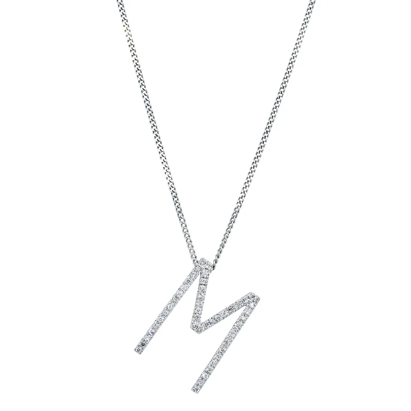 Limited Stock On Premium Jewelry At Low Prices Deja Vu 18ct White Gold .50ct Diamond Letter M Pendant