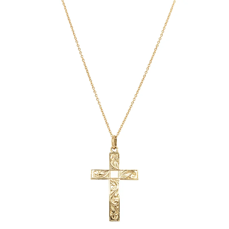 Flash Sale On Stunning Jewelry – Don't Miss Out Deja Vu 9ct Yellow Gold Engraved Cross Pendant With Chain