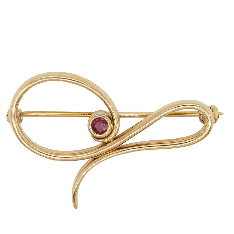 Jewelry Clearance Sale – Final Reductions Deja Vu 9ct Yellow Gold Synthetic Ruby Brooch