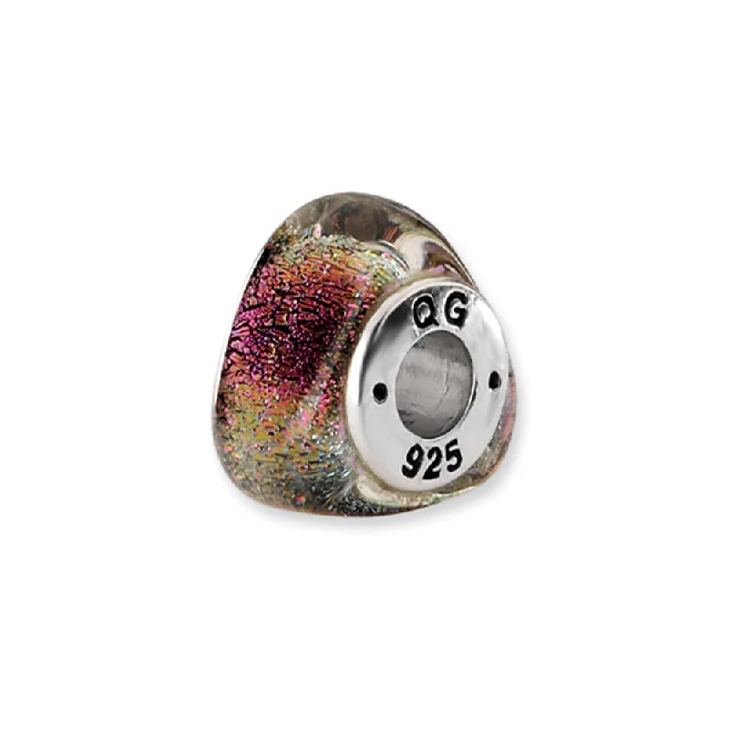 Don't Miss Our Biggest Jewelry Sale Of The Season Dichroic Glass and Sterling Silver Triangle Rainbow Bead Charm, 13mm