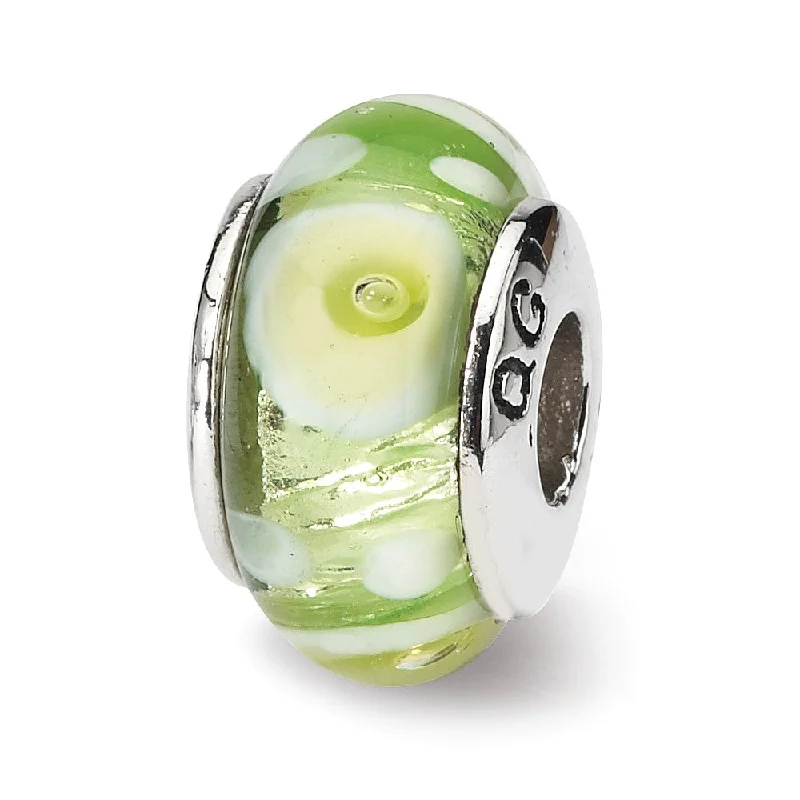 Grab Your Favorite Jewelry At The Lowest Prices Green and White Glass Sterling Silver Bead Charm