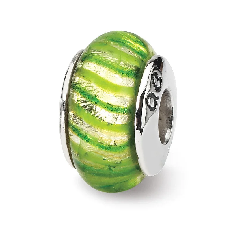 Limited-Time Jewelry Sale – Don't Miss These Deals Green Striped Glass Sterling Silver Bead Charm