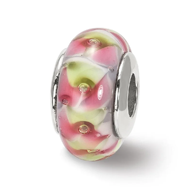 Huge Savings On Timeless Jewelry Collections Light Pink & Yellow Glass Sterling Silver Bead Charm