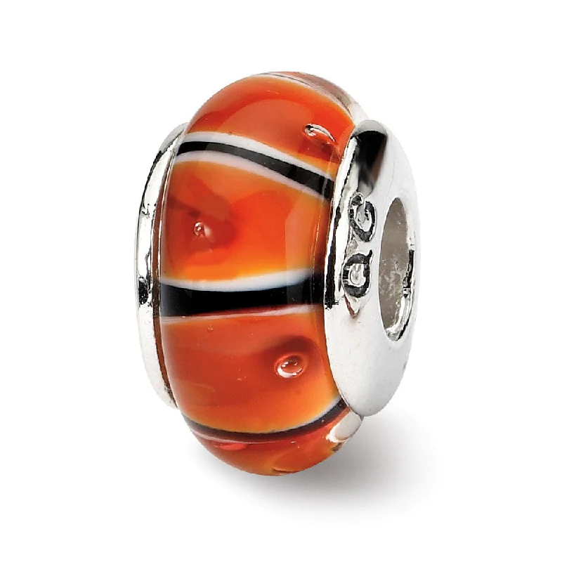 Elegant Jewelry, Exclusive Prices – Shop Now Orange and Black Glass Sterling Silver Bead Charm