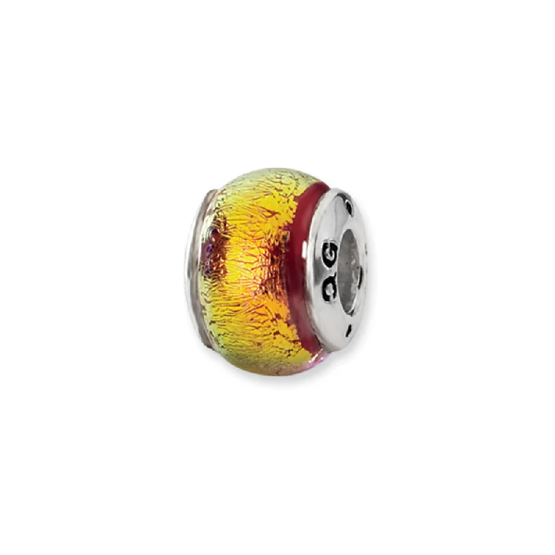 Bestselling Jewelry At Special Promotional Rates Orange Dichroic Glass Sterling Silver Bead Charm