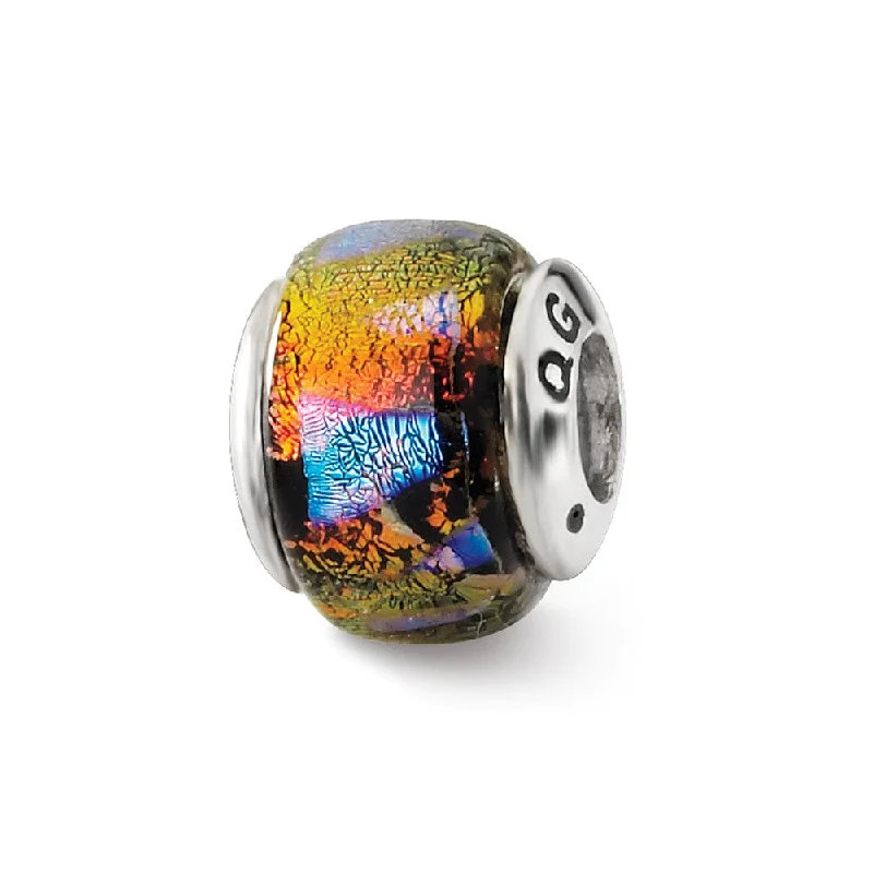 Premium Jewelry Now Available At Special Discounts Orange Hued Dichroic Glass Sterling Silver Bead Charm