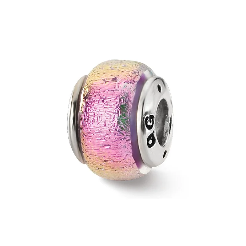 Grab Your Favorite Jewelry At The Lowest Prices Purple and Pink Dichroic Glass Sterling Silver Bead Charm