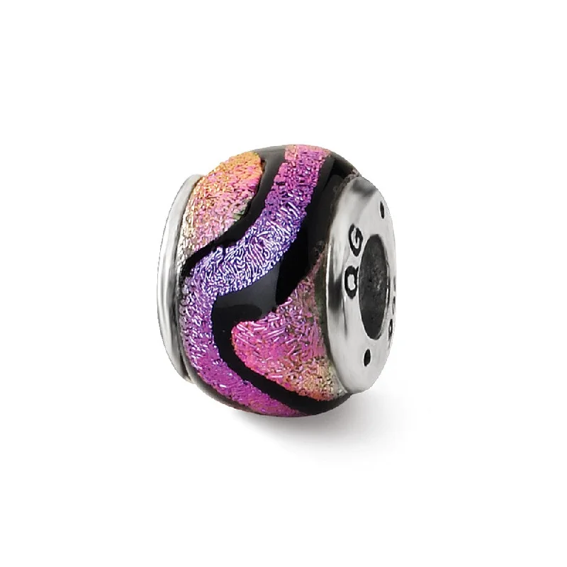 Trending Jewelry Styles Now At Limited-Time Discounts Purple Colored Dichroic Glass Sterling Silver Bead Charm