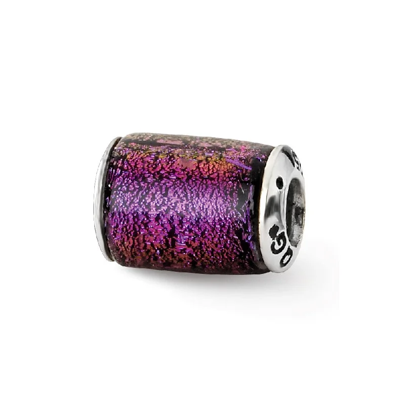 Special Jewelry Deals – Upgrade Your Collection Purple Dichroic Glass Barrel Sterling Silver Bead Charm