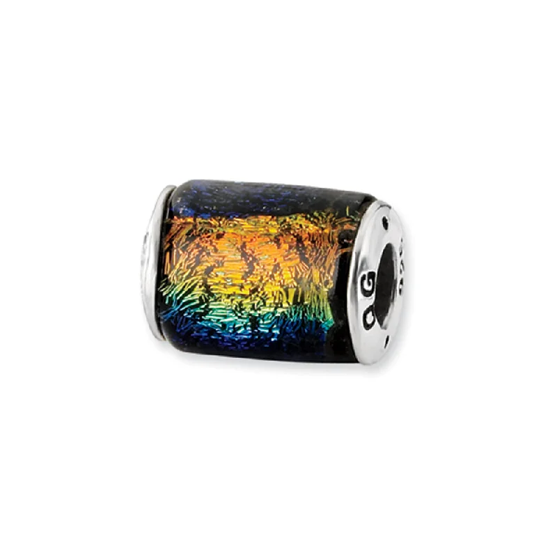 Elegant Jewelry Pieces At Unbelievable Prices Rainbow Dichroic Glass Barrel Sterling Silver Bead Charm