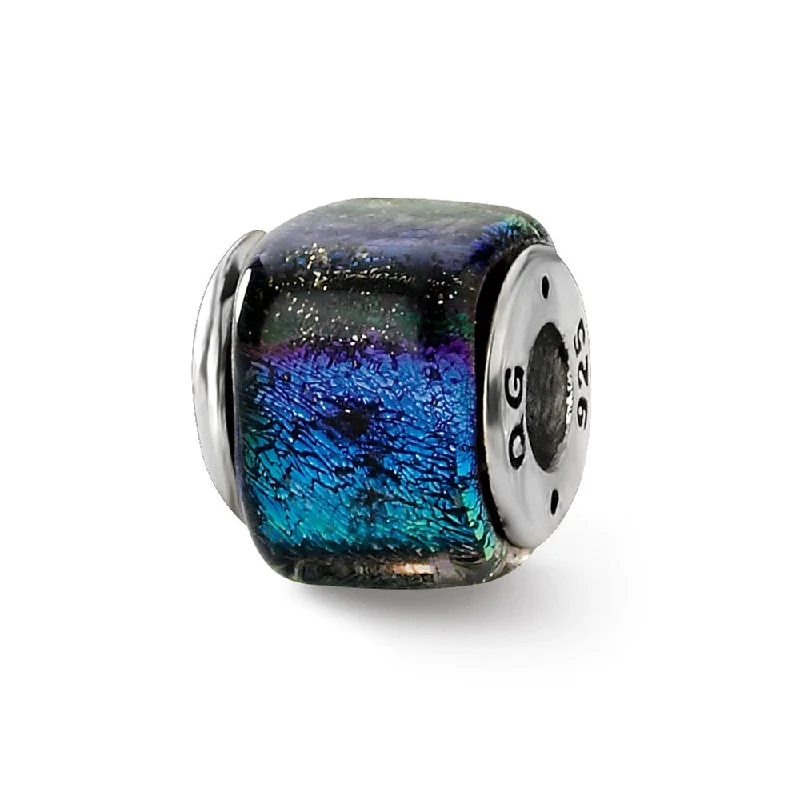 Discounted Luxury Jewelry – Shine Without The Splurge Square Rainbow Dichroic Glass Sterling Silver Bead Charm