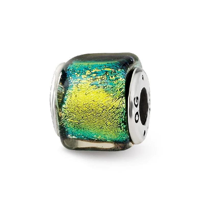 Personalized Jewelry Sale – Meaningful Gifts At Great Prices Square Yellow Dichroic Glass Sterling Silver Bead Charm