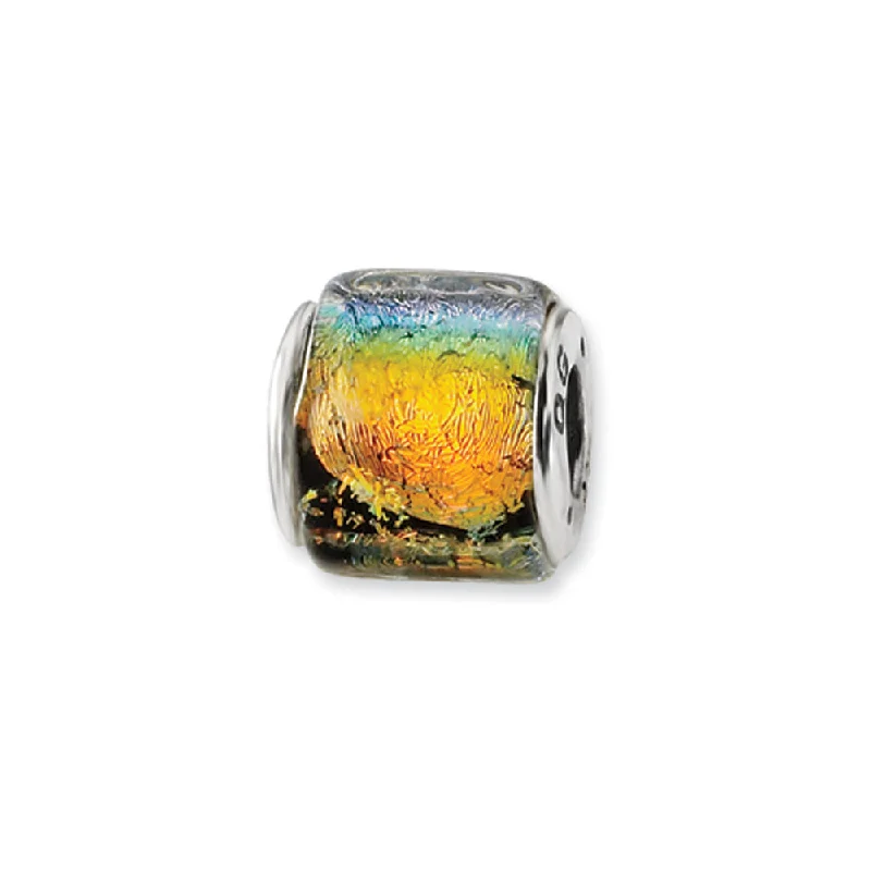 Last Chance To Grab Your Favorite Jewelry At A Discount Sterling Silver Rainbow Dichroic Glass Bead Charm