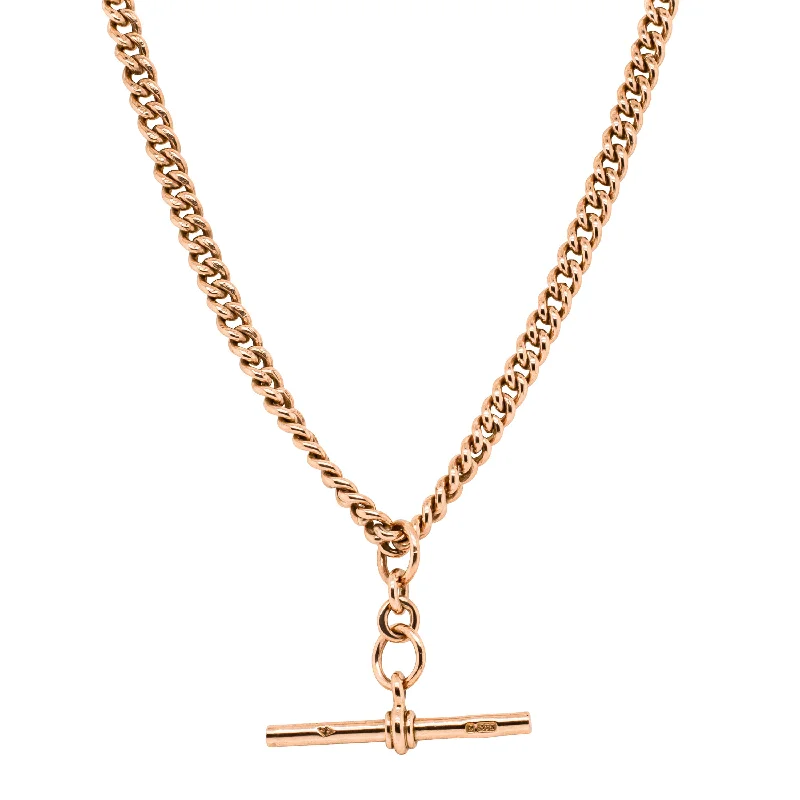 Exclusive Jewelry Sale – Sparkle For Less Vintage 9ct Rose Gold Curb Link Fob Chain