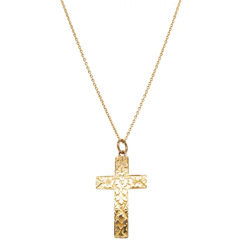 Shop Dazzling Jewelry At The Best Prices Vintage 9ct Yellow Gold Engraved Hollow Cross Pendant